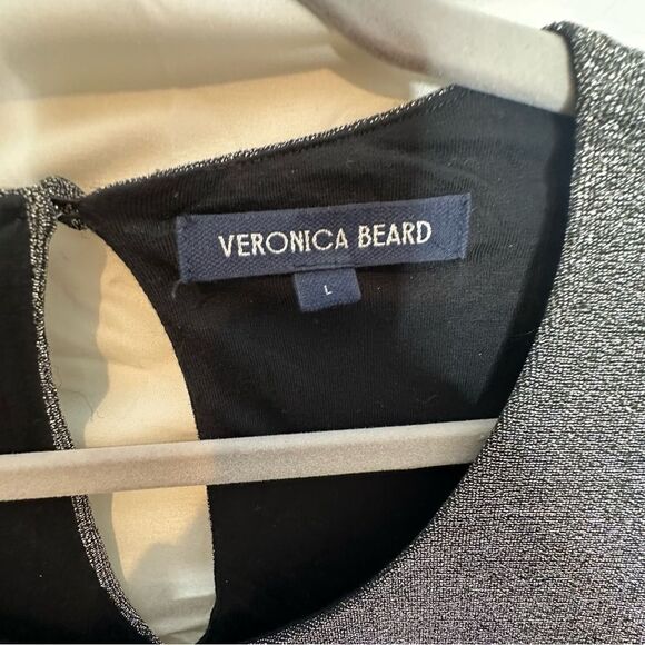 Veronica Beard Cyrus Silver Glitter Ruched Midi Cocktail Dress | L - Picture 5 of 8